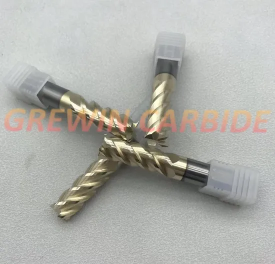 Grewin High Performance 4 Flutes End Mill with Gold-White Coating for Steel